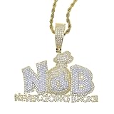 Iced Out Bling NDB Never Going Broke Letters Money Bag Shape Charm Pendant Necklace Hip Hop Punk Style Fashion Jewelry with 24in Twist Rope Chain
