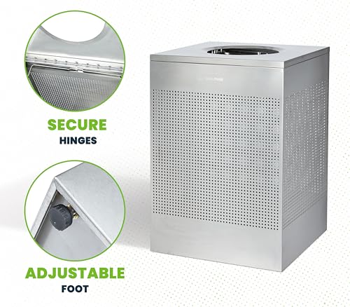 Image of Alpine Stainless Steel Commercial Trash Can - Large Perforated 40 Gallon Trash Can Open Top, Heavy Duty Garbage Can for Indoor & Outdoor in Office, Commercial Bathroom, Hotel, Lobby, and Businesses
