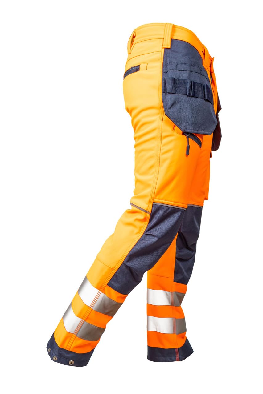 Wąskie rozciągliwe spodnie robocze z kieszeniami na kaburę, wewnętrznymi kieszeniami na kolana i wodoodpornym wykończeniem, Czarny (nie Hi-vis), 38W