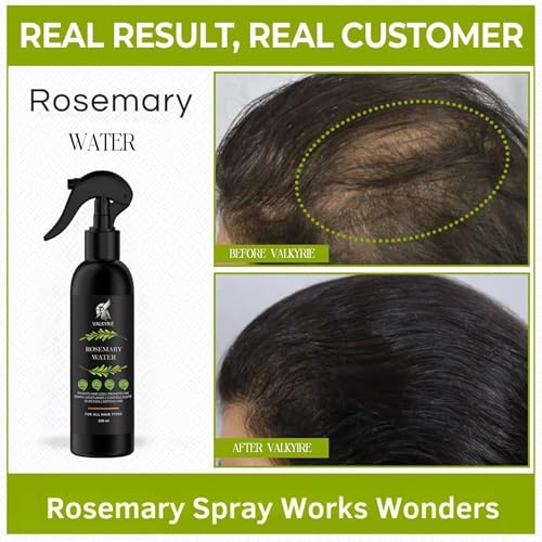 Image of VALKYRIE Rosemary Water Daily Strengthening Mist, with Peppermint and Rosemary Essential Oils to Strengthen Strands for all Hair Types (200ml)