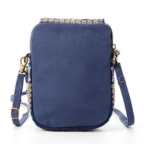 Image of SILKAREA Embroidered Cute Mini Crossbody Bag for Women Small Handbags Wristlet Wallet Bag Cell-phone Pouch Coin Purse