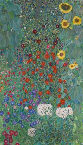 Gustav Klimt Jardin de fleurs peinture sur toile affiche vintage décoration intérieure 90x50