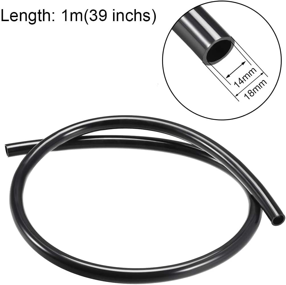 Nylon Pipe Hose Tube, 14mm (0.55") ID x 18mm .7") OD 1m PA12 for Air Line Brake Fluid Transfer Black(20m)