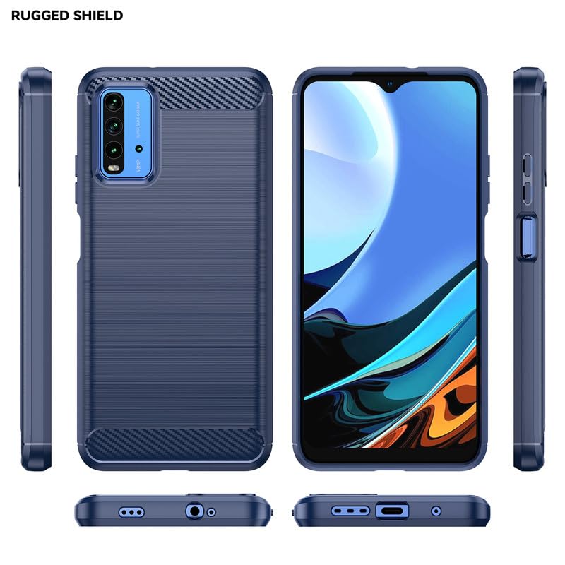 Image of Hybrid Carbon Fiber Back Case for Mi Redmi 9 Power (Blue)
