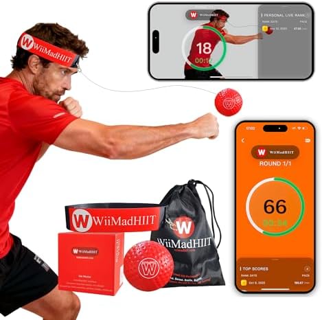 Boxing Reflex Ball with Punch Counter App, Fun Punch Game with He...