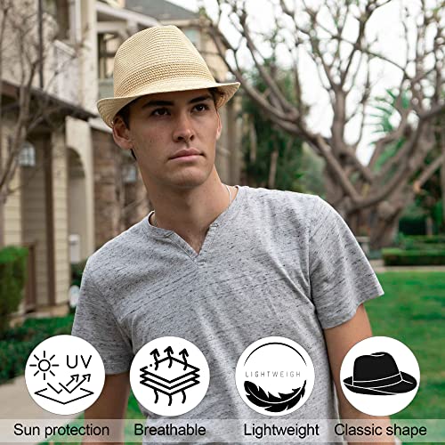 Livingston Mens Fedora Hats For Women Summer Straw Hats For Women Foldable Ladies Fedora Straw Hats For Men Summer Fedora Hats Women Beach Fedora,Beige L/Xl #TOP4