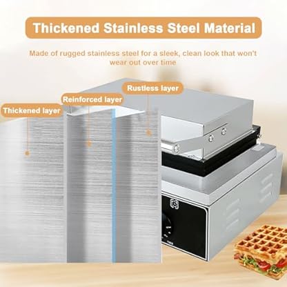 Kommerzielles doppelseitiges Heiz-Waffeleisen mit einstellbarem Timer und Temperaturregelung, inklusive quadratischer Waffelpfanne, ideal für Bäckereien, Teestuben und Essensstände – Bild 7