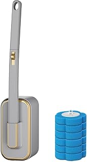 Disposable Toilet Cleaning System with Heads and Toilet Cleaning Brush, Complete Bathroom Cleaning Kit with Toilet Brush Refills for Hygienic and Efficient Cleaning (A)