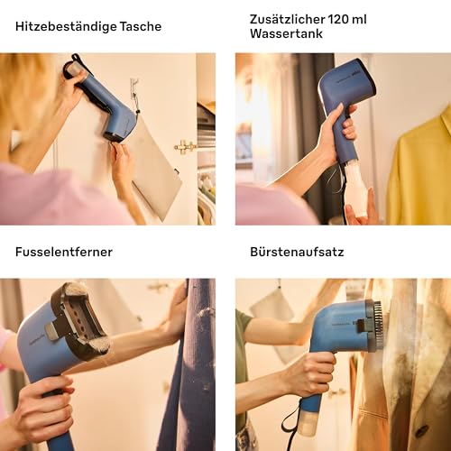 Braun QuickStyle 3 GS3024BL, kompakter und leichter Steamer, Dampfglätter mit schneller Aufheizung, Dampf 22 g/min, abnehmbarer 120 ml Tank, hitzebeständige Tasche, 1100W, Blau
