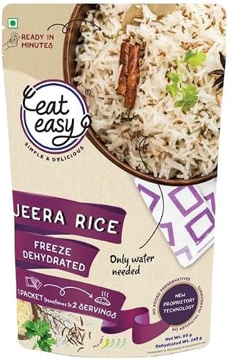 Eat Easy Ready To Eat Jeera Rice - 95gm, Instant Food | Indian Meal, Travel Food | No Preservatives, No Added Artificial C...