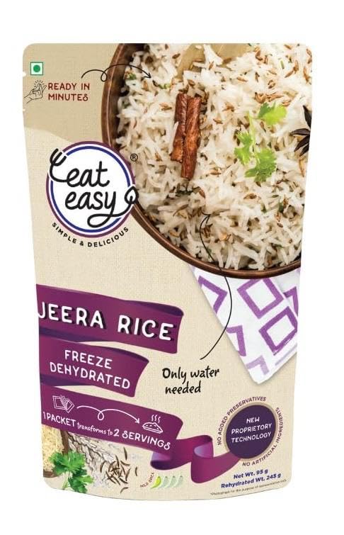 Eat Easy Ready To Eat Jeera Rice - 95gm, Instant Food | Indian Meal, Travel Food | No Preservatives, No Added Artificial C