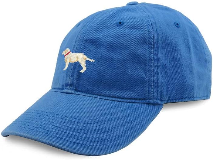 Yellow Lab Needlepoint Hat in Royal Blue by Smathers & Branson