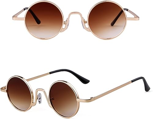 Miniatura 7 de SORVINO Gafas de sol redondas pequeñas retro para hombres y mujeres, marco de metal estilo vintage