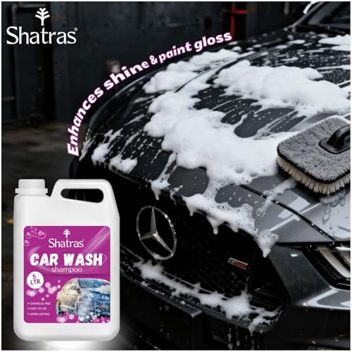 Image of Shatras Car Wash Shampoo - High Foam Car Cleaning Liquid | pH Neutral Formula | Scratch-Free Wash | Deep Cleaning & Extra Shine | Suitable for All Vehicles - 5L (PINK)