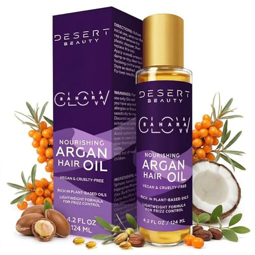 Desert Beauty Argan Oil, 4 oz, Hair Oil Treatment for Dry Damaged Hair, Leave-in Conditioner, Hydrating, Strengthens, Natural, Cruelty Free