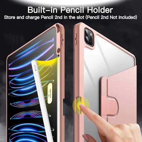 Image of JETech 360 Rotating Case for iPad Pro 12.9 inch 6 /5 /4 /3, Rose Gold