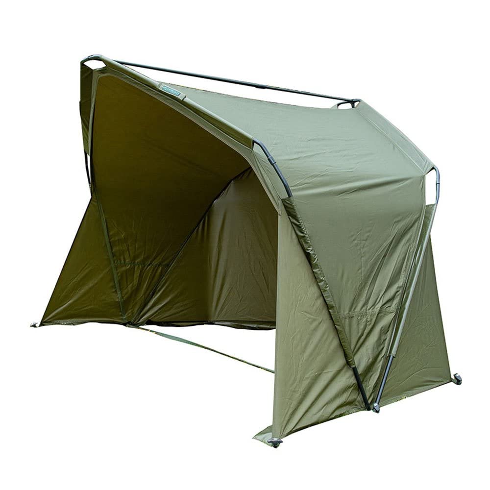 Korum Day Shelter Lite - Tragbarer, freistehender Unterstand - Grün - Schutz vor den Elementen mit integriertem Schirm und flacher Rückenlehne - Bivvy - Zelt - Angeln, Camping, Outdoor-Aktivitäten