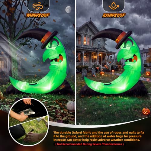 9FT Green Witch Moon Halloween Inflatables Outdoor Decorations, with stool and LED lights, $44.99, Amazon - image 5
