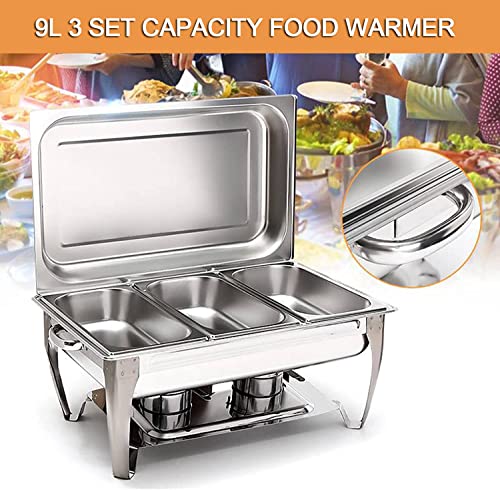 Juego De Recipientes para Servir Buffet con Calentador De Alimentos De Acero Inoxidable, Cenas, Fiestas Y Bodas.