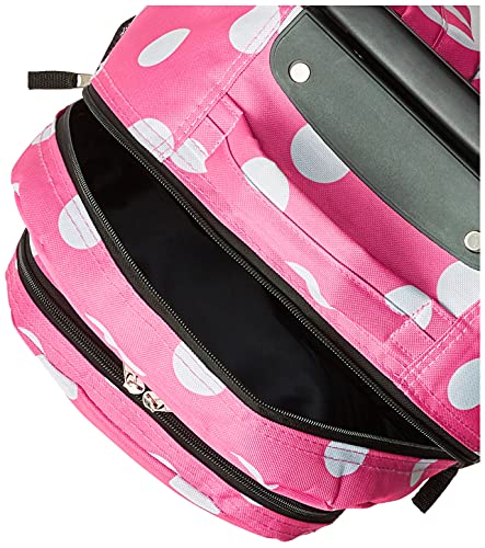 Rockland Double Handle Rolling Backpack, Pink Dots, 17-Inch