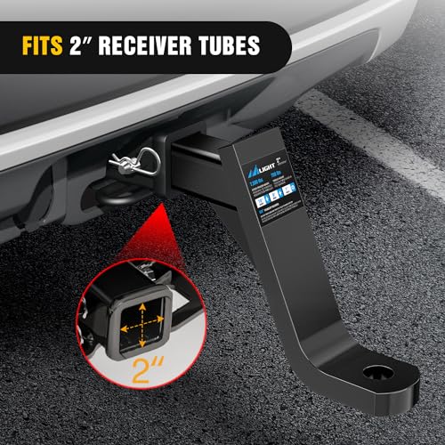 Image of Nilight Trailer Hitch Ball Mount 10 inch Drop, 9 inch Rise, 1 inch Ball Hole fits 2 inch Receiver with 5 /8 inch Hitch Pin, 7500 lbs GTW Heavy Duty Tow Hitch