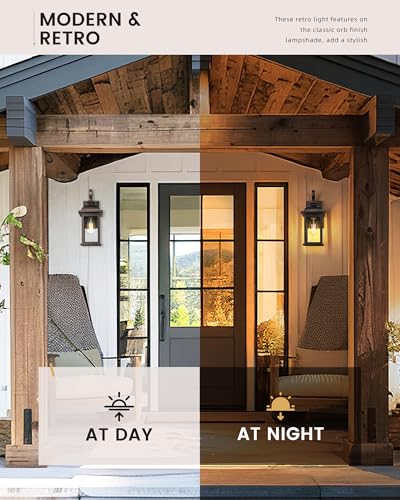 Image of FEMILA Outdoor Wall Lantern Oil Rubbed Bronze, Exterior Wall Light Sconce with Seeded Glass, Front Porch Light Fixture for Outdoor Garage, Patio House, 4FD54B ORB