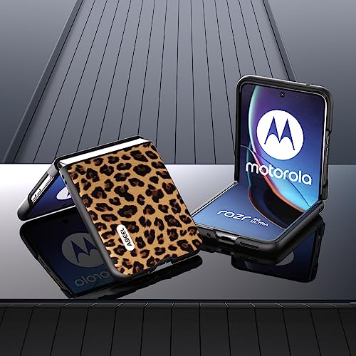 COQUE For Motorola Razr 40 Ultra phone case, folding flip leopard print phone case Motorola Razr 40 Ultra(Yellow) - Image 3