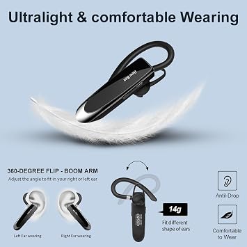 Bluetooth Earphones New Bee Bluetooth Headset for iPhone Android 60 Days Standby Black