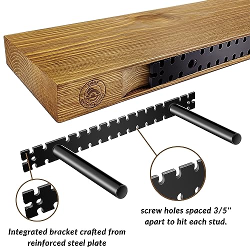 Xwne Wood Floating Shelves,16 Inch Rustic Wood Wall Shelves For Bathroom Living Room Bedroom Kitchen Farmhouse Laundry Room Set Of 2,Handmade-Thickened Wall Shelf,Oak Color #TOP1