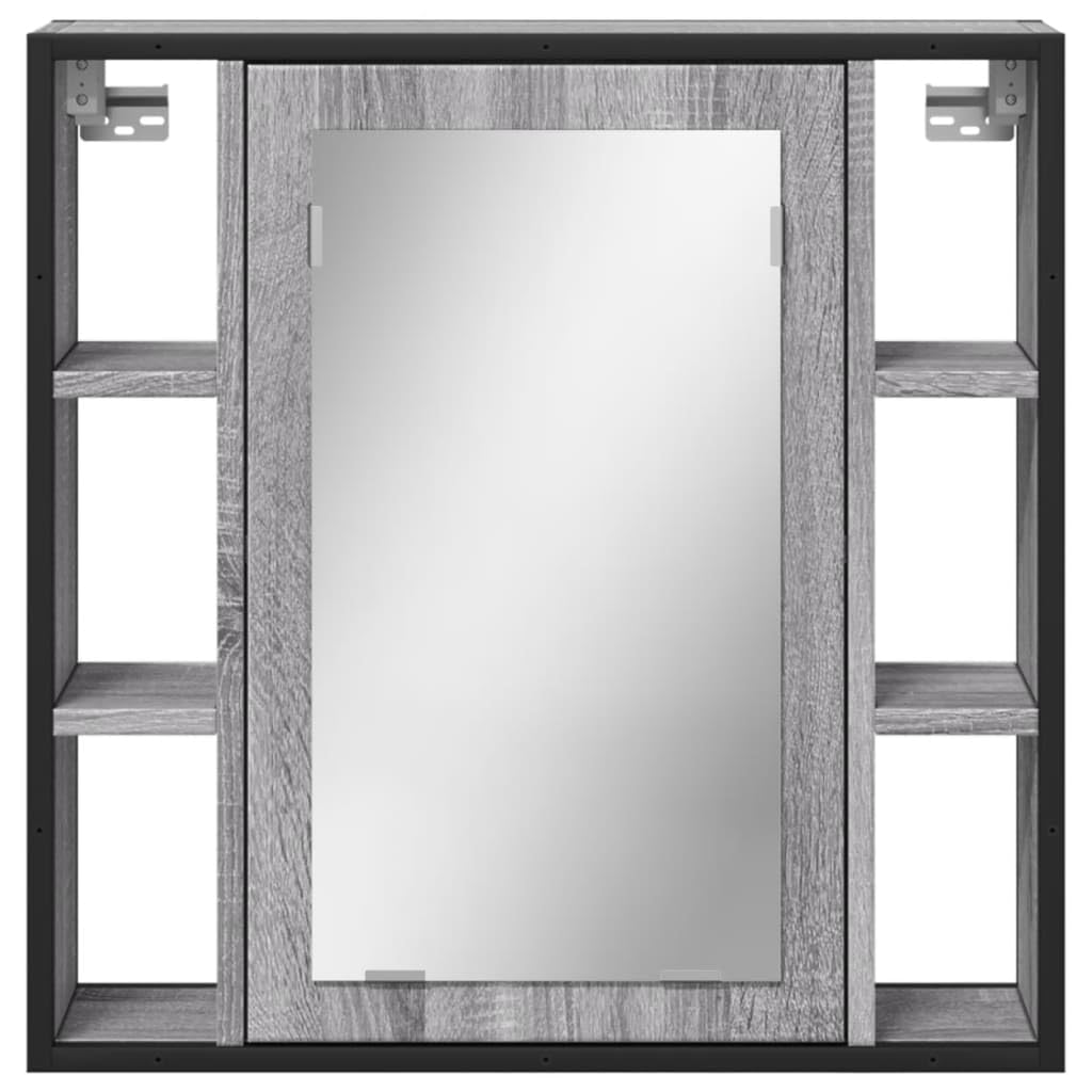 SYDE Armario Baño con Espejo Madera Gris Sonoma 60x16x60 cm | Montaje En Pared, Contrachapado Resistente A Humedad, Almacenaje Organizado, Imagen Nitida