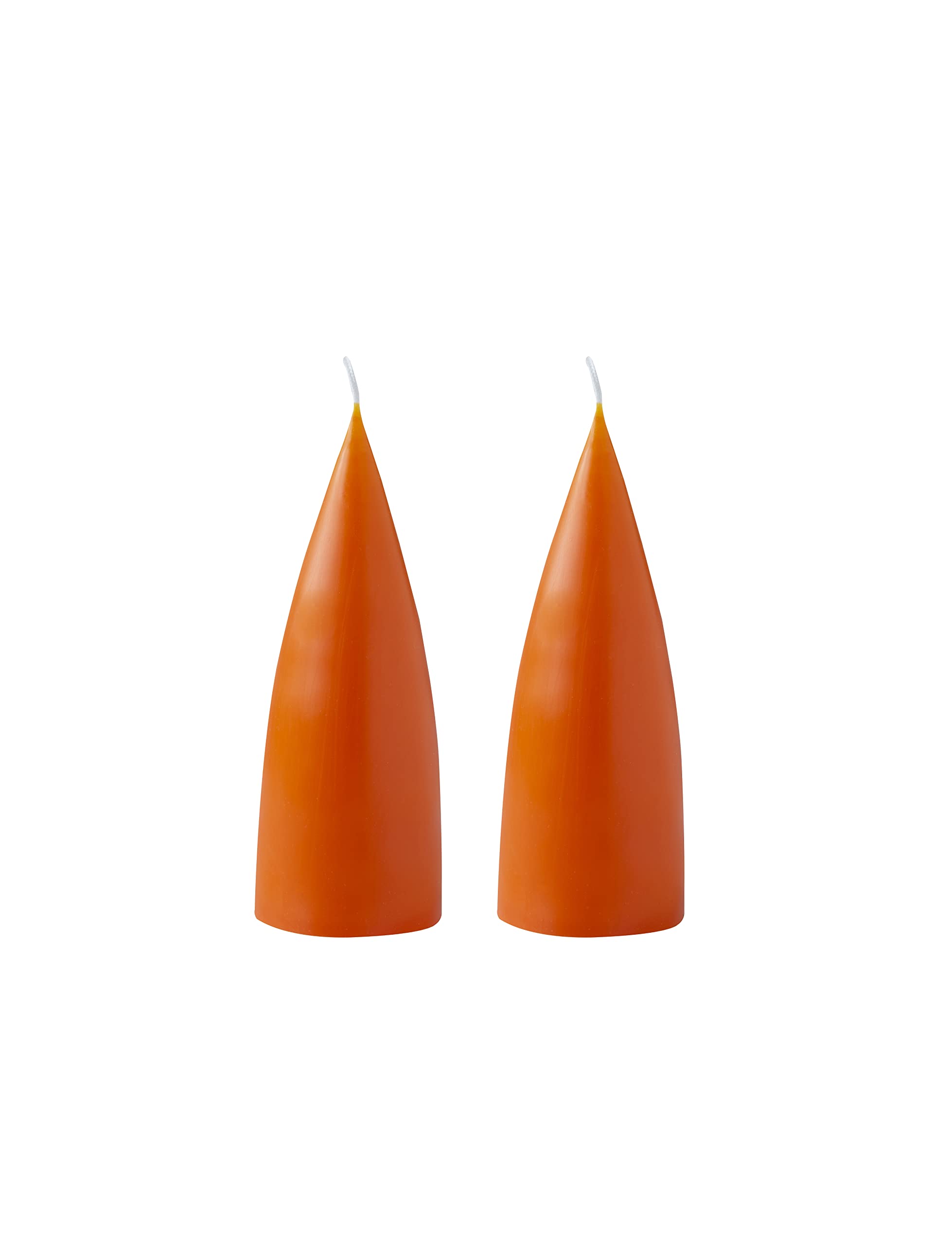 Kunstindustrien Women's Orange Kunstindustrien® Cone Shaped Candles, Made In Denmark, 43 Colours Available, Dripless & Smokeless Pillar Candles, Candles Long Burning 15 Hours, Unscented Candle Gift Set 2Pcs 6.5X16cm (Orange)