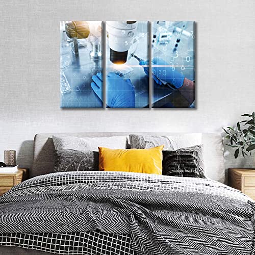 Image of TUMOVO Clinical Laboratory Wall Decor 3 Panels Medical Examination Pictures Wall Decor for Bedroom Young Scientist Wall Art Posters and Prints Framed Ready to Hang (36 inch Wx24 H)