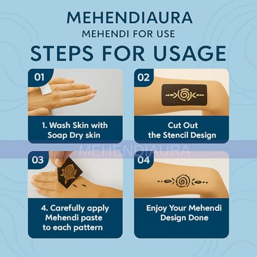 Image of Rajasthani Mehendi Decorative Hand Stencil Sticker Set with Floral and Mandala Patterns Stencil Bridal Design Wedding, Festival & Party Rajasthani Mehndi Henna for Hands [B19]