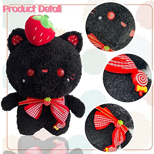 Noucher 9Inch Black Cat Plush Toy Stuffed Animals Kawaii Plushie Cute Black Cat Plushies Pillow Kawaii Doll Toys Valentine Home Decor Gifts For Girls Boys Adults(Red) #TOP3
