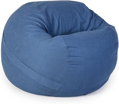 Giant Bean Bag Chair CoverCover Only, No Filler, Washable Round Soft Velvet Cotton Lazy Sofa Beanbag Cover for Adults, Teens,Blue,4FT