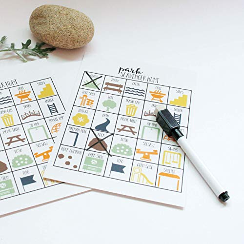 Craftivity Designs Park Scavenger Hunt Games for Kids, Outdoor or Indoor, Birthday Party, Road Trip, Travel Activities, 10 Dry Erase Markers and Cards, Educational Family Game Night - Thumbnail 4
