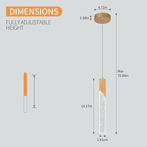 Miniatura 5 de Lámparas de techo LED de cocina, lámpara colgante de cristal para cocina, isla, dormitorio, comedor (paquete de 2)