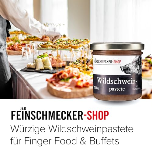 Der Feinschmecker Wildschweinpastete Cranberrys 150g I Hochwertiges Wildschweinfleisch I Mit Madeira & Sahne verfeinert