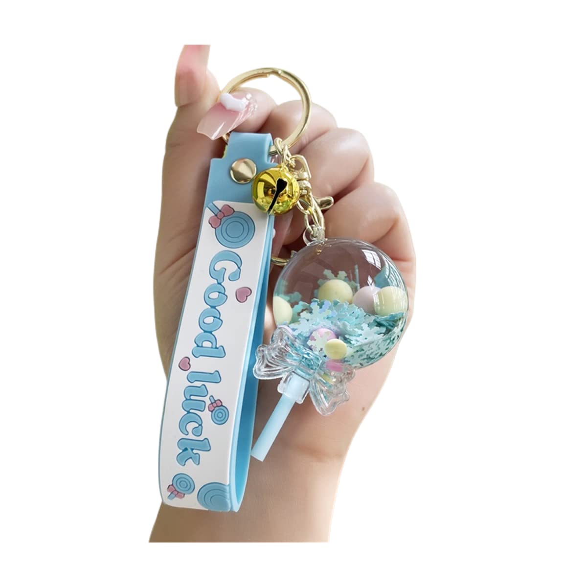ZDHC Creative Lollipop Quicksand Keychain Acrylic Oil Liquid Floating Motion Flower Keyring Car Keys Bag Pendant for Girls