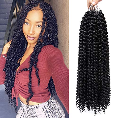 6 packs Passion Twist Hair 18 inch long water wave Bohemian Briads For Passion Twist Low Temperature Hot Water Setting Braiding hair 22Root/Pack (18inch, 1B)