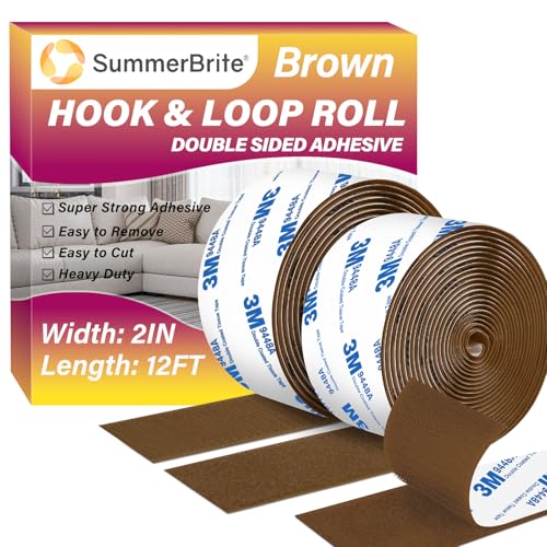 SummerBrite Heavy Duty Double-Sided Adhesive Strips, Brown, 2 in x 12 FT