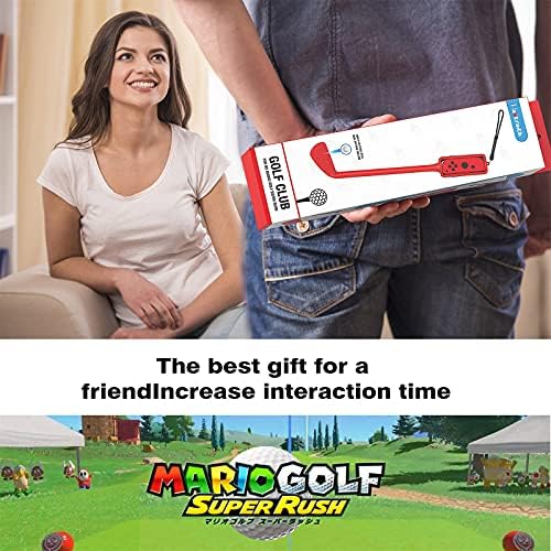 (2 Pack) GTAplam Golf Club Compatible with Nintendo Switch, Joy Con Controller Grip for Mario Golf, Golf Games Hand Grip Accessories for Super Rush - Red & Blue