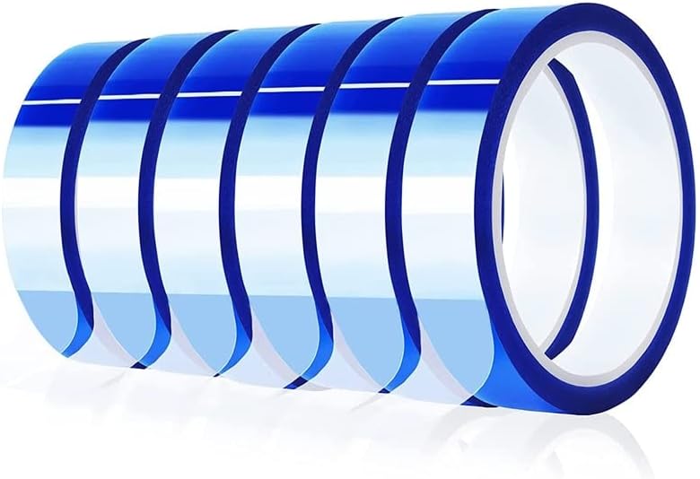 6 Rolls 20Mm X33M Blue Heat Tape High Temperature Heat Resistant Tape Heat Transfer Tape for Heat Sublimation Press