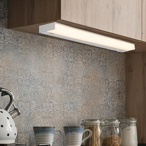 Image of Maxxima 12 in. Hardwired LED Under Cabinet Light - 300 Lumens, 5 CCT, Color Temperature Slide Control, 2700K /3000K /3500K /4000K /5000K, Kitchen and Indoor Lighting Fixture, White, On /Off Switch