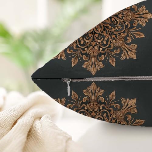 Housse de coussin 40x40cm ocre déhoussable avec zip invisible - 5