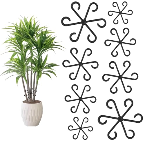 LUMOOM Lot de 8 supports de plantes polyvalents et supports de plantes, anneau de support pour plantes Monstera et tuteurs de plantes, pinces à plantes de jardin, différentes tailles (noir)