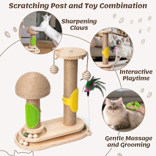 Rascador para gatos 5 en 1 con torre y juguete colgante miniatura 3