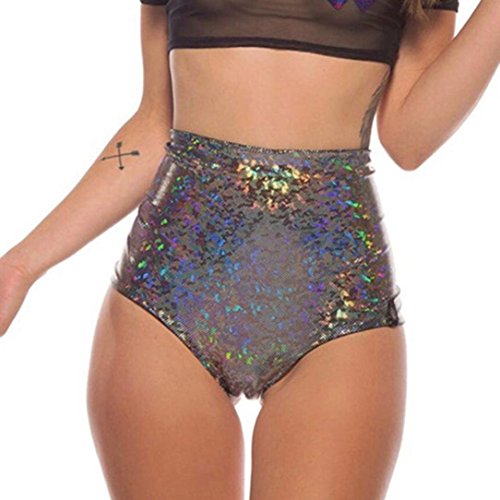 Leey Pantaloncini da Donna con Paillettes Stringate Slip e Tanga e Culotte da Bikini per Donna Bikini e Slip Culotte e Parigamba Mutandea Coordinati Donna Reggiseni Sportiva per Studenti (M, Argento)