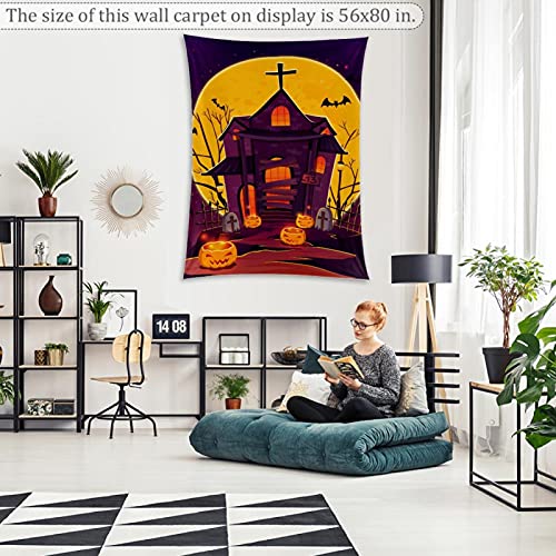Deyya Halloween Haunted House With Gradient Lights Tapestry For Bedroom Aesthetic Vertical Tapestries Wall Hanging Room Dorm Party Decoration 90X56 Inch #TOP5