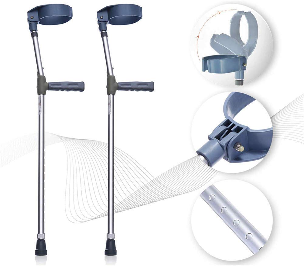 Stampelle per avambraccio, coppia in fibra di carbonio Stampelle da viaggio pieghevoli anatomiche con impugnatura morbida, lega di alluminio leggera - Altezza regolabile, ausilio per la deambulazione